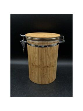 Peet’s Coffee Large Bamboo Coffee Bean Plastic 7.5” Canister Vintage READ